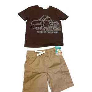 NWT Garanimals Brown Excavator Tee and Tan Garanimals Shorts Mixed Sizes 4T, 3T